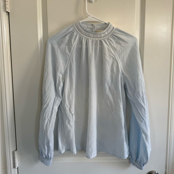 Sezane Tops - Sezane Utopie Blouse Blue Ecru Silk 34 US 2